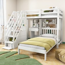 Bunk Bed with Stairs, Desk