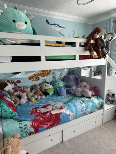 White wooden bunk - wooden, with
