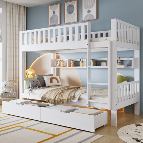 Bunk bed with ladder - with, ladder,