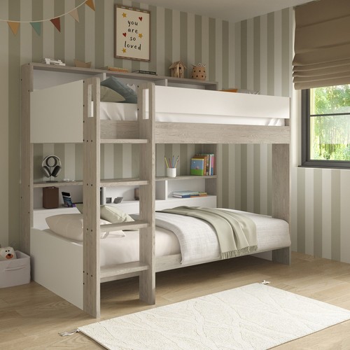 White and oak bunk - oak, bed