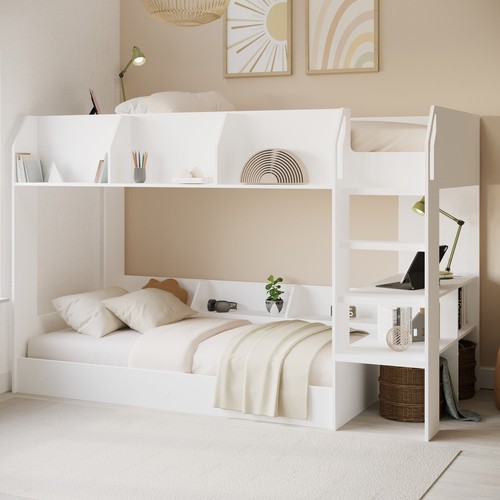 White bunk bed - bunk, storage